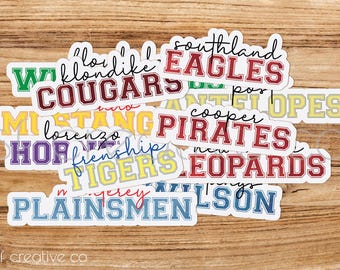 School Mascot Stickers | 5-Pack Stickers | Notebook Stickers | Bullet Journal Stickers | Teacher Gifts