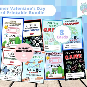 Printable Valentines Day Cards, Gamer Valentines Day Cards, Video Game Bundle Valentine Class Cards, Kids Class Valentine Cards