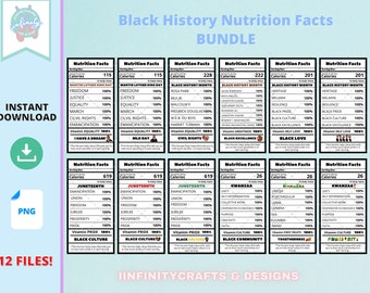 Black History Nutrition Facts, Afro American Nutrition Facts Label, Nutrition Facts Labels, Chip Bag labels, Treat bag Labels