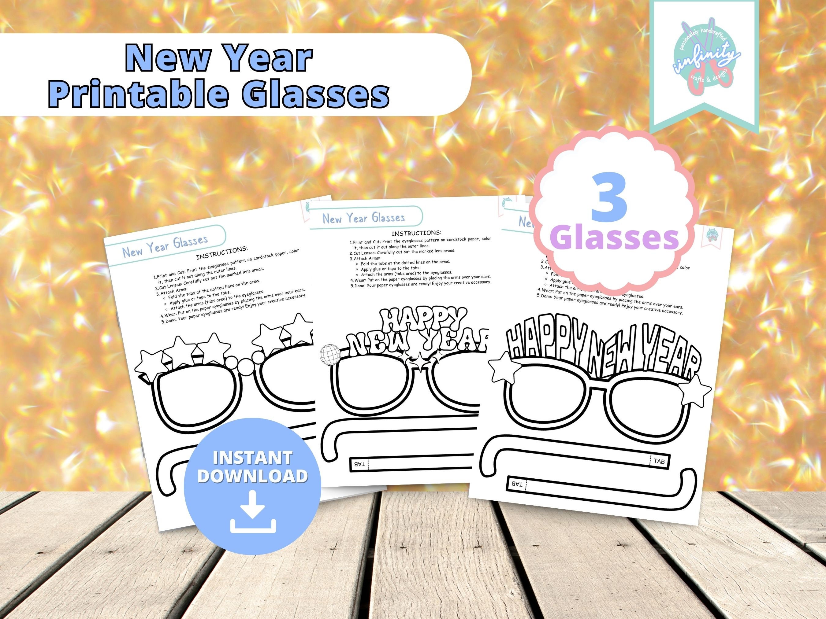 new year kid printable glasses,new year kids activity craft,new