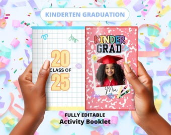 Graduation Activity Booklet Template | Editable Graduation Memory Book for Kindergarten & Pre-K | DIY Printable Grad Keepsake | Class 2025