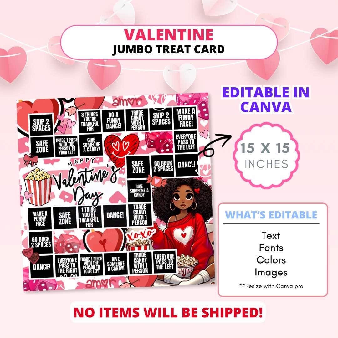 Editable Valentines Day Board Game Canva Template Girls Night Party for ...