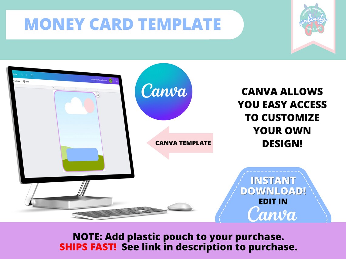Money Card Holder Canva Template Money Card (Download Now) - Etsy