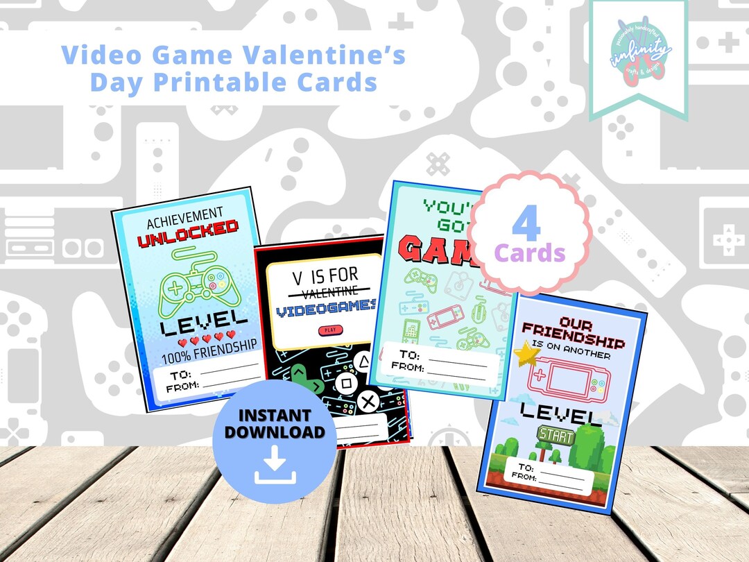 Printable Video Game Valentines Day Cards, Gamer Valentines Day Cards ...