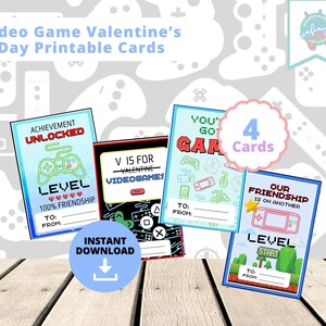 Printable Video Game Valentines Day Cards, Gamer Valentines Day Cards, Video Game Kids Class Valentine Cards
