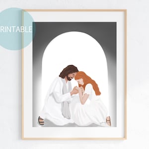 He is There | LDS Art | Printable | Christ Portrait | Religious Art | Gift for Young Women | Modern Christian Art | Gift for YW (Redhead)