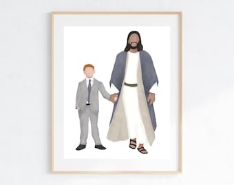 Arte de bautismo SUD: Retrato de Jesús con un niño (Descarga digital)