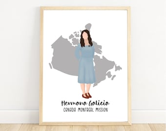 Regalo de misión SUD / Regalo para hermana misionera / Regalo misional personalizado / Cuenta regresiva, lista de acompañantes y retrato / Regalo misional