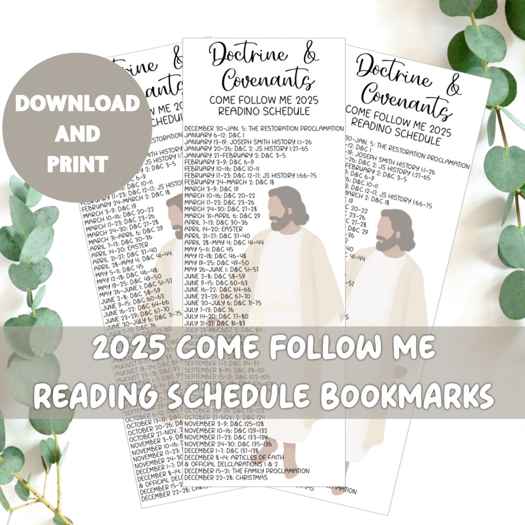 Come Follow Me 2025 Reading Schedule Bookmarks, D&C Reading Schedule, LDS Printable Bookmarks