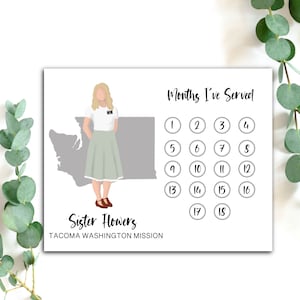 Gepersonaliseerde zendingsaftellen voor LDS Sister Mission | Afdrukbare grafiek | Cadeau voor missionaire moeders