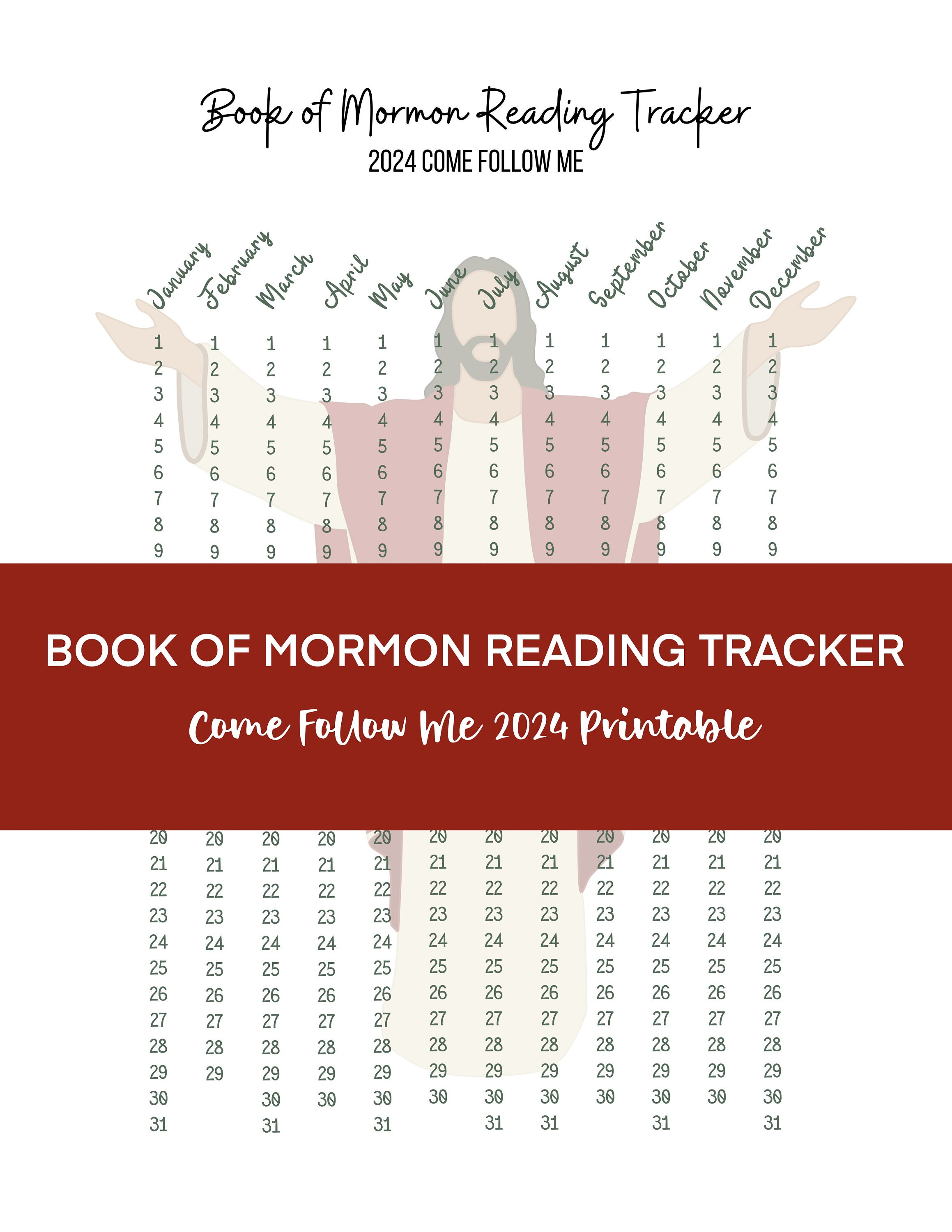 Book of Mormon Daily Reading Tracker Come Follow Me 2024 LDS Printable Habit Tracker - Etsy