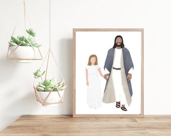 LDS Baptism Girl Art: Jesus Christ Portrait (Digital Download)