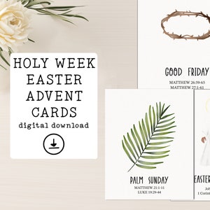 Calendario de Adviento de Semana Santa / Pascua SUD / Tarjetas imprimibles / Juego de tarjetas de Pascua cristianas