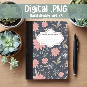 Digital Composition Notebook Planner Printable for Back to School PNG Instant Download
