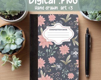 Digital Composition Notebook Planner Printable for Back to School PNG Instant Download
