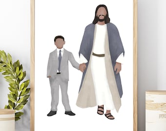 Cuando me bauticen / Bautismo SUD / Niño bautizado / Imprimible / Arte para invitación de bautismo / Arte de bautismo / Jesús con un niño / Arte cristiano