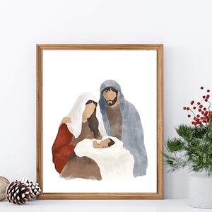 Nativity Scene Art, Christian Wall Art, Digital Nativity Art, Christmas Art, Christmas Nativity, Nativity Art, LDS Christmas, Christmas