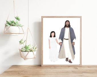 LDS Baptism Girl Art: Jesus Christ Portrait (Digital Download)