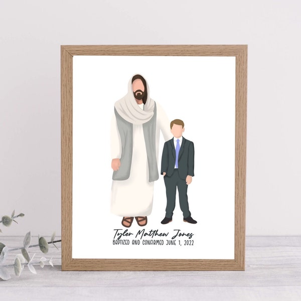 Personalized Baptism Gift for Boy | LDS Baptism | Baptism Boy | Printable | Baptism Invitation Art | Baptism Art | Boy with Jesus