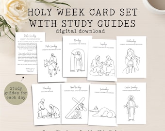 Tarjetas de estudio de Semana Santa: Adviento de Pascua minimalista (Descarga digital)