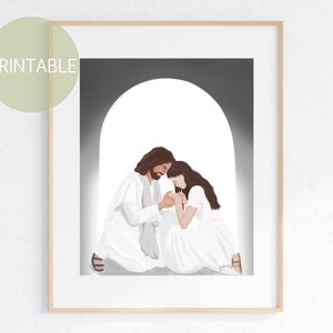 彼はそこにいます | LDS アート | 印刷可能 | キリストの肖像画 | 宗教アート | 若い女性への贈り物 | 現代キリスト教アート | YW (ブルネット) への贈り物