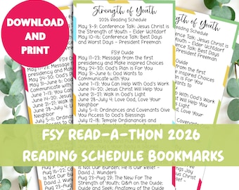 FSY 2026 Read A Thon Schedule Bookmarks | LDS Youth New Guide Schedule | Printable Reading Bookmark