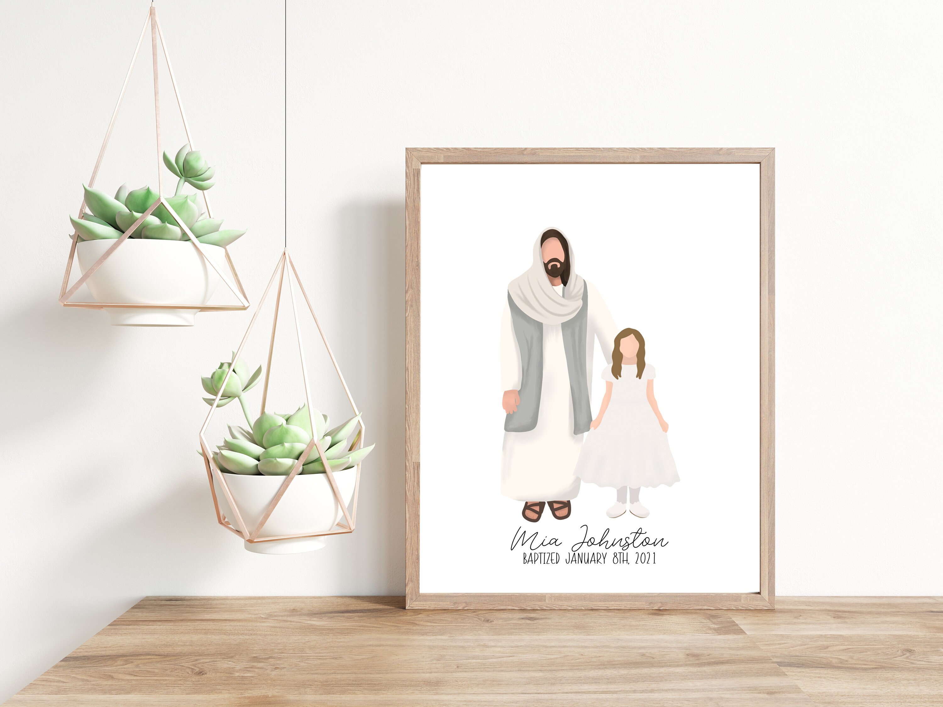 Personalized Baptism Gift | LDS Baptism | Baptism Girl | Printable | Baptism Invitation Art | Baptism Art | Girl with Jesus