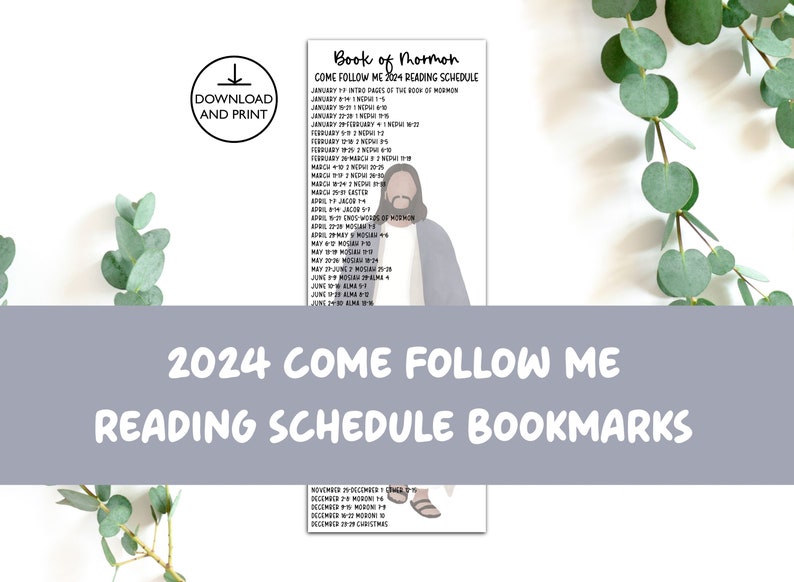 Come Follow Me 2024 Reading Schedule Bookmarks, Book of Mormon Reading