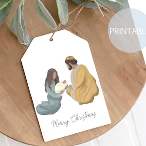 Printable Christmas Gift Tags | Printable Christmas Tags | Nativity Art | Faceless Nativity Art | Christmas Tags | Lds Christmas, Baby Jesus