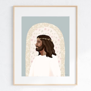 maintenant honoré d'un trône | Art SDJ | Imprimable | Portrait du Christ | Art religieux | Art de Pâques | Art chrétien moderne | Peinture de Jésus | Jésus
