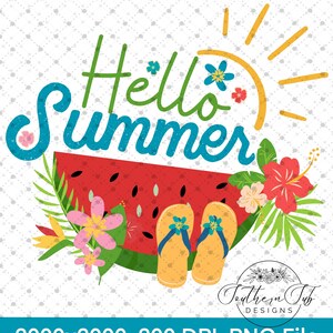 Hello Summer Sublimation Design, Summer, T-shirt Design, Digital Download, PNG File