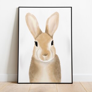 Watercolor brown bunny digital print