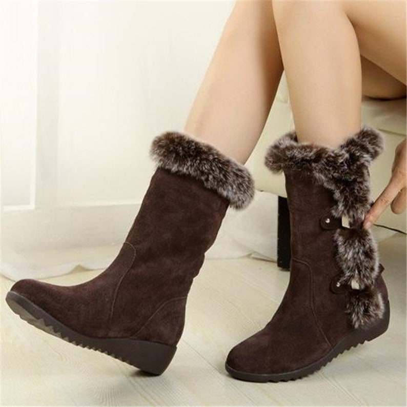 Y2K Snow Winter Boots Faux Fur Boots Plush Warm Boots Etsy