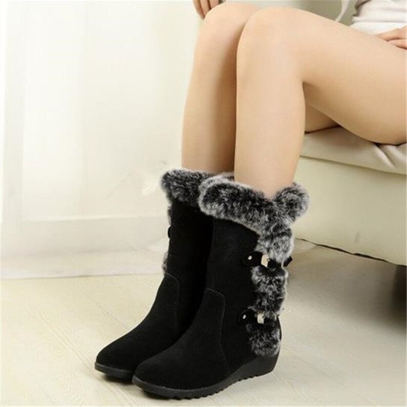 Y2K Snow Winter Boots Faux Fur Boots Plush Warm Boots Etsy
