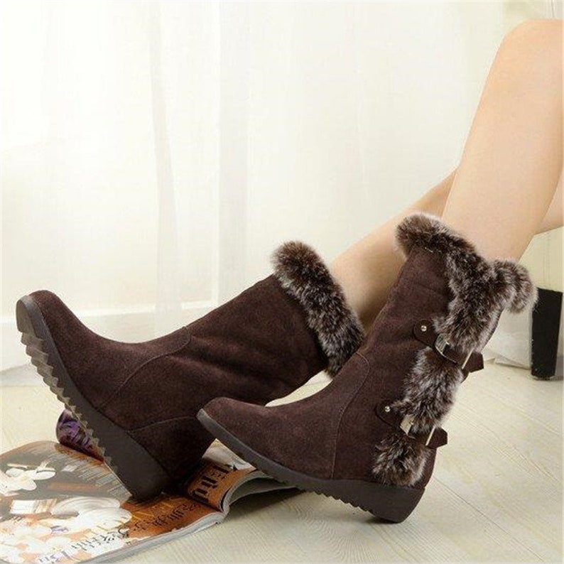 Y2K Snow Winter Boots Faux Fur Boots Plush Warm Boots Etsy