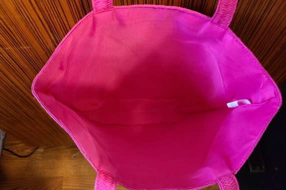 Bright Pink Straw Tote - image 3