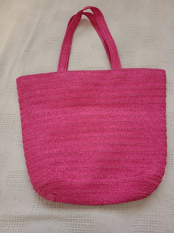 Bright Pink Straw Tote - image 2