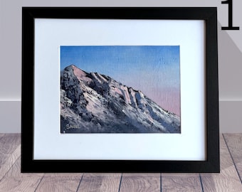 Mountain Picture Impasto Painting Tiny Painting With Frame Mountain Theme Hiking Painting Cascade Mountains Mountain House Decor Small Art