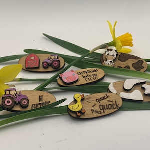 Lil Farmer hair clips digital laser file 6 designs, SVG, AI, make wooden barrettes-lightburn and glowforge compatable