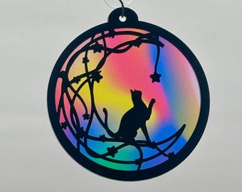 Katze auf dem Mond Suncatcher SVG | Verspielte Cat Sun Catcher Schnittdatei | Laserdatei | Lichtbrand Glowforge | SVG Laser-Datei | *Nur DIGITALE Datei*