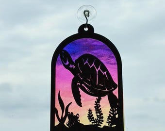 Meeresschildkröte Sonnenfänger SVG | Schildkröten-Sonnenfänger-Schnitt-Datei | Laserdatei für Laser & Glowforge | Laser Cut DIGITALE DATEI