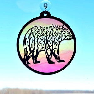 Bear Suncatcher Ornament SVG | Camping Sun Catcher | Grizzly Cut File | File For Lasers Lightburn Xtool & Glowforge | Laser Cut DIGITAL FILE