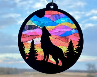 Howling Wolf Suncatcher SVG | Sun Catcher Cut File | Laser File For Lightburn xtool Glowforge | Laser Cut File | *DIGITAL FILE*