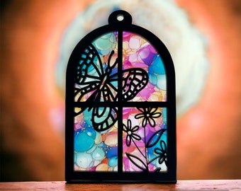 Floral Butterfly Suncatcher SVG | Window Sun Catcher Cut File For Lightburn xtool & Glowforge|  Laser Cut DIGITAL FILE only