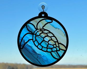 Meeresschildkröte Sonnenfänger SVG | Schildkröten-Sonnenfänger-Schnitt-Datei | Laserdatei für Lightburn xtool & Glowforge | Laser Cut DIGITALE DATEI
