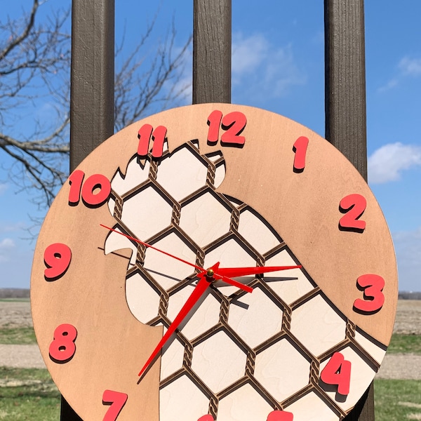 Chicken Wire Clock, fichier découpé au laser, compatible SVG, AI-lightburn et glowforge-parfait pour les thèmes de la ferme