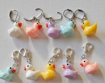 Pastel Duck Stitch Markers: Knitting Crochet Charms, Set of 5