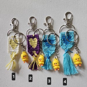 Macrame Heart Keychain Fob: Duck Charm, Fun Bag Charm