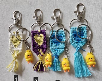 Macrame Heart Keychain Fob: Duck Charm, Fun Bag Charm