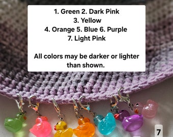 Resin Duck Crochet Stitch Markers: Choose Your Colors, Set of 5